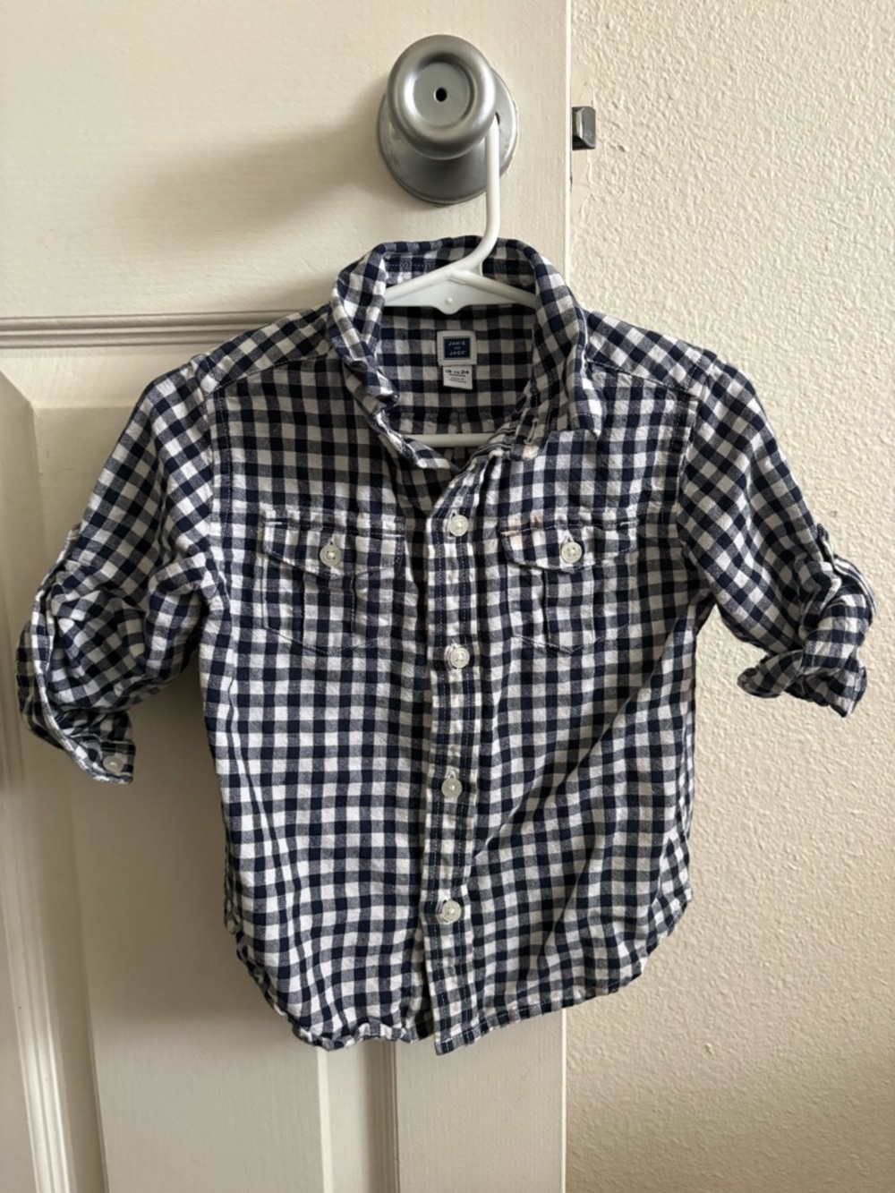 Janie and Jack Boys' Navy and White Check Button-Up Shirt